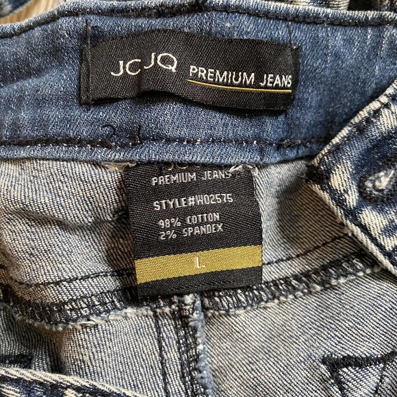 JCJQ Denim Skinny Overalls Womens L 30x30 Stonewash Stretch Torn Distressed - Picture 6 of 12